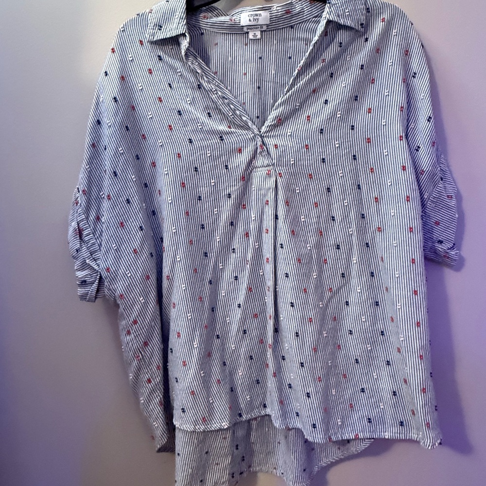 Striped Blue and Red Women's Top
